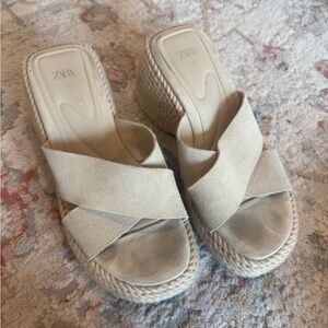 Zara Cream Espadrille Platform Shoes